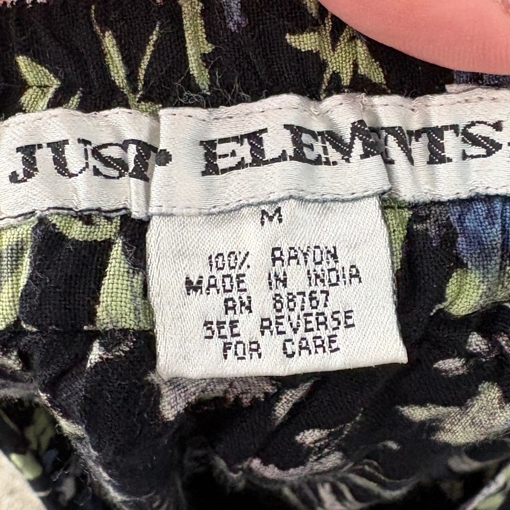 Just Elements Black Floral Midi Skirt Button Front Rayon Medium - Picture 4 of 4